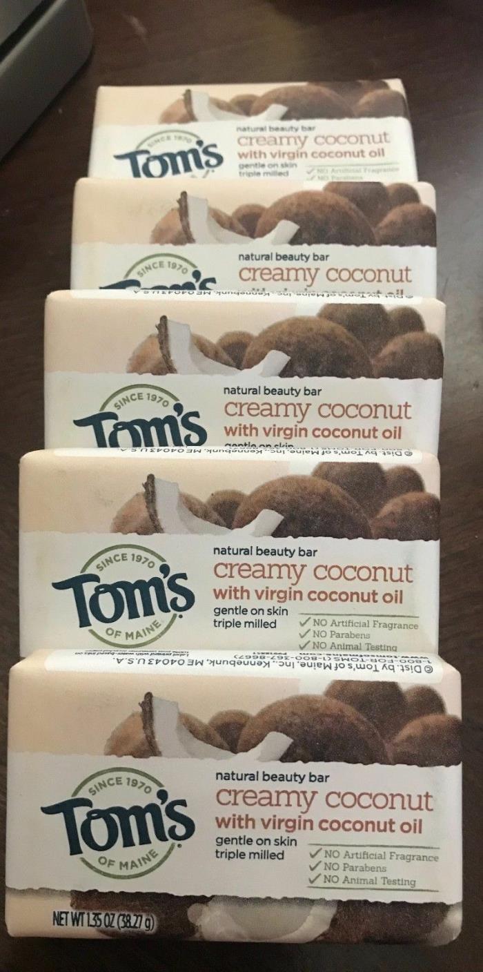 12 Toms of Maine Natural Beauty Bar Soap Creamy Virgin Coconut Oil 1.35 oz NIB