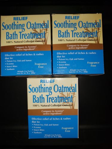 Lot of 3 Boxes Relief MD Soothing Oatmeal Bath Treatment -- 18 Single Packs