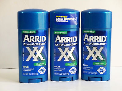 3 ARRID Extra Extra Dry Solid Antiperspirant Deodorant ULTRA FRESH - 2.6oz/ea