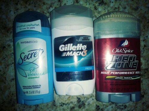 Lot of 3 Antiperspirant & Deodorant, Secret, Gillette Mach3, Old Spice Red Zone