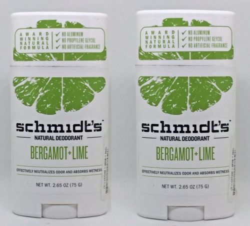 Lot Of 2 Schmidt's Deodorant Bergamot + Lime vegan natural deodorant