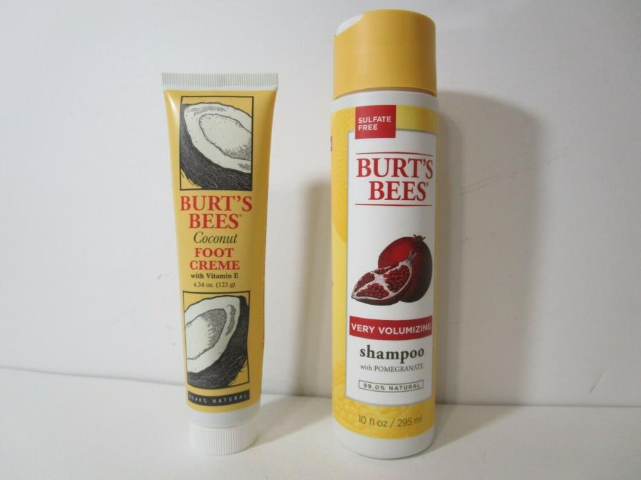 Burt's Bees Shampoo w/ Pomegrante 10 oz. & Coconut Foot Creme 4.34 oz. SET, NEW!
