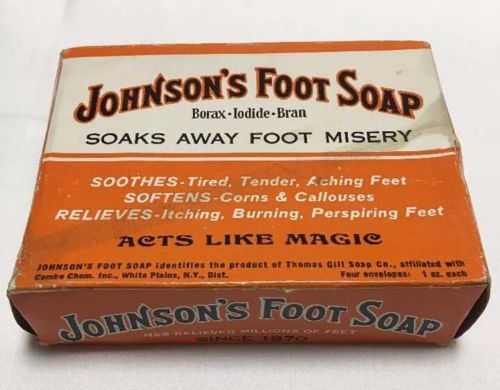 NIB OLD JOHNSON'S FOOT SOAP QUICK DISSOLVING POWDER 3 PACKET ORIGINAL BOX