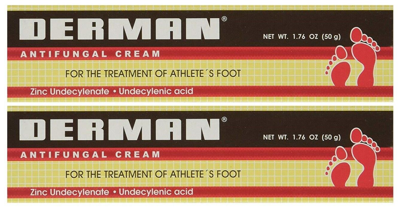 Derman Antifungal Athlete's Foot Relief Cream 2 Pack 1.76 oz Exp 08/18 B063