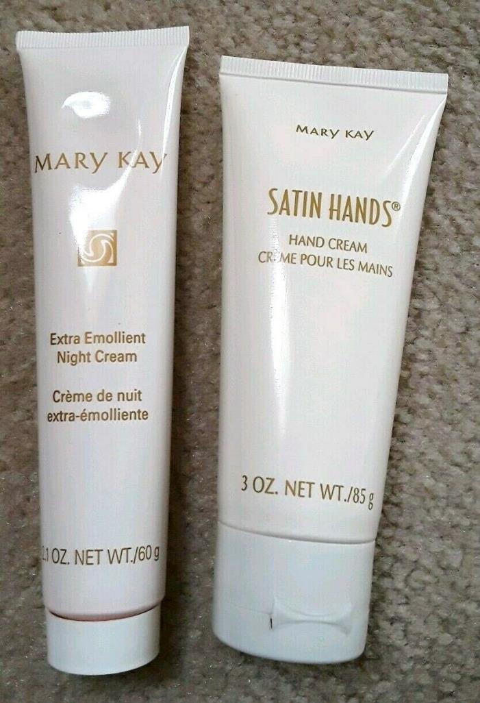 Lot of 2 Mary Kay satin hand cream 3 oz Extra Emolient Night Cream 2.1 creme set