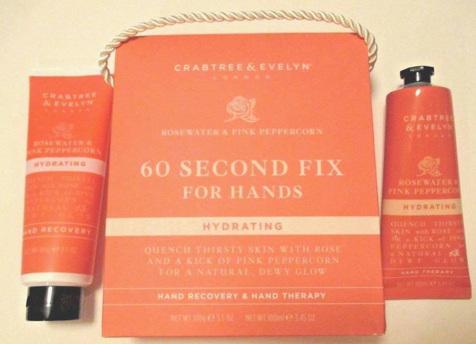 Crabtree & Evelyn Rosewater & Pink Peppercorn FULL SIZE 60 Second Fix Hand Cream