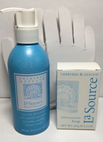 Crabtree & Evelyn La Source Set Of Hand Therapy 250ml & Exfoliating Soap 150g...