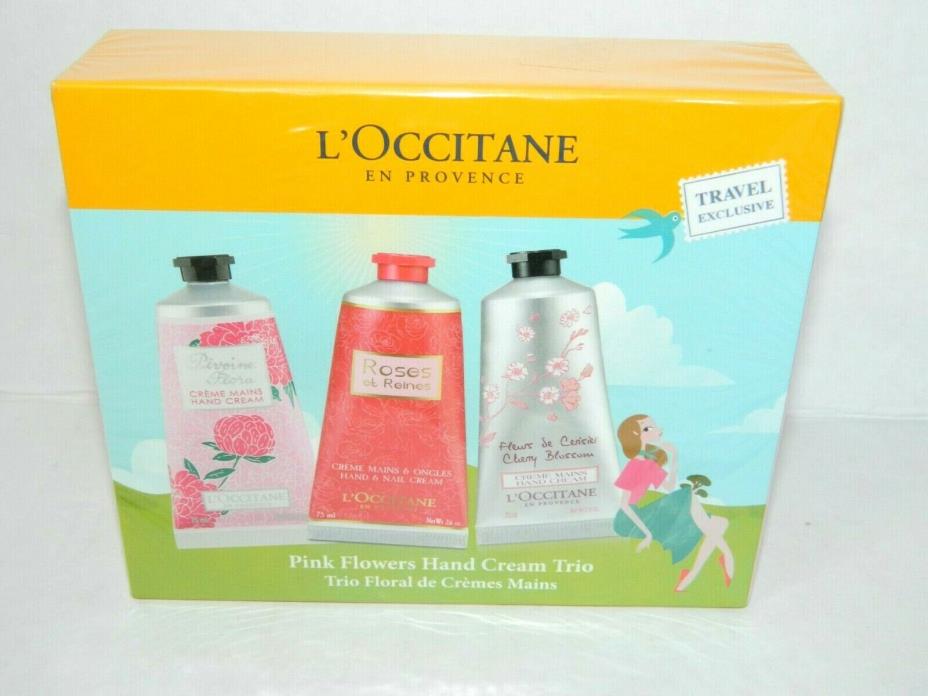 L'Occitane Pink Flowers Hand Cream Trio NEW Roses et Reines Cherry 3 x 75ml