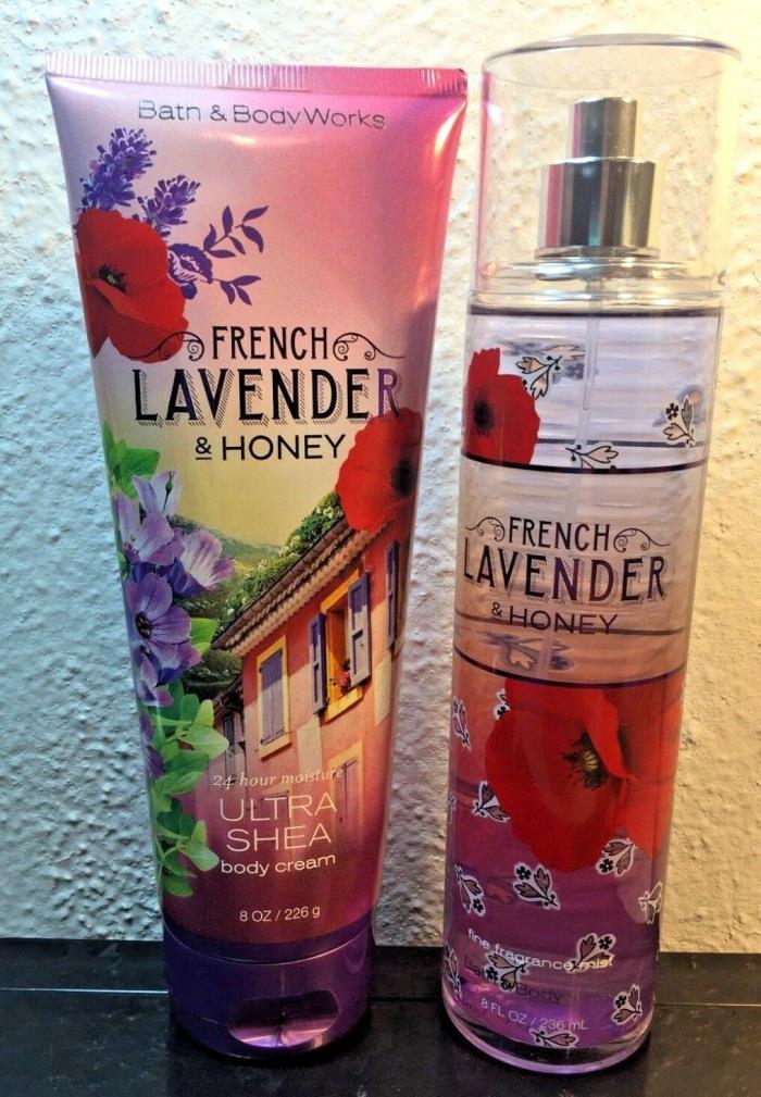 Bath & Body Works FRENCH LAVENDER & HONEY Body Cream & Fine Fragrance Mist New