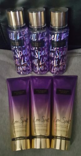 Lot of 6 Victoria's Secret Love Spell Fragrance Lotion Mist 8 8.4 fl oz