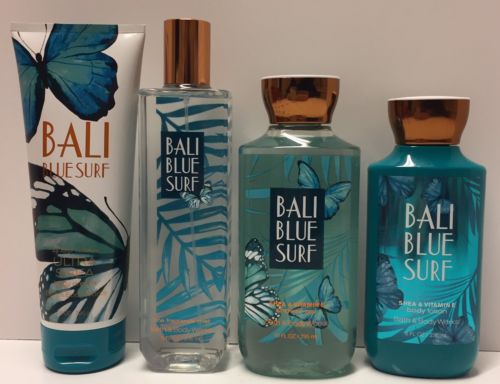 Bath & Body Works Bali Blue Surf 4 Piece Set Mist Gel Lotion Cream New