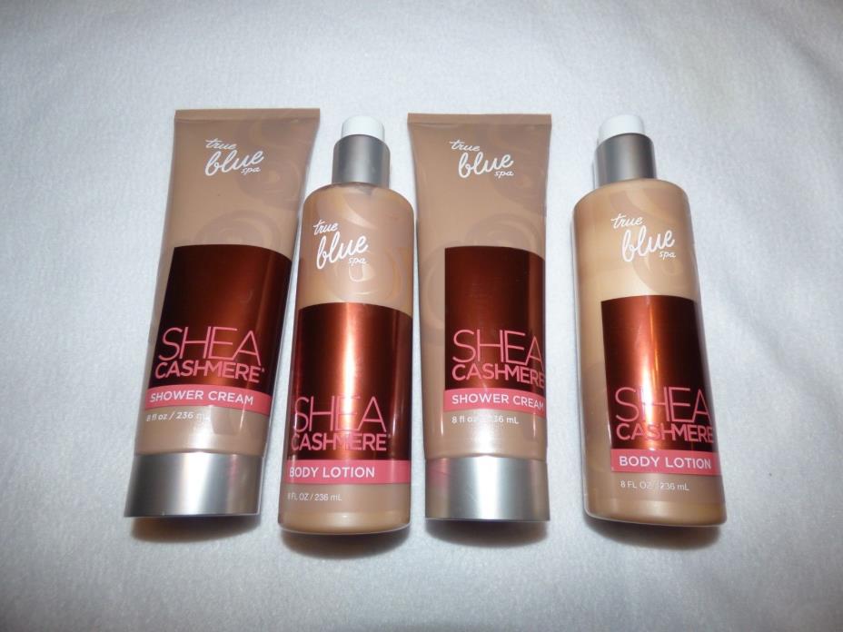 BATH & BODY WORKS True Blue Spa Shea Cashmere Body Lotion & Shower Cream LOT 4