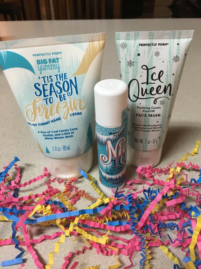 Perfectly Posh Lot Ice Queen Face Mask, Tis the Season BFYHC & Nice Ice Glittery