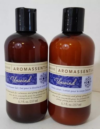Arbonne Aromassentials Unwind Body Lotion 8.7 oz & Bath and Shower Gel 8.7oz NEW