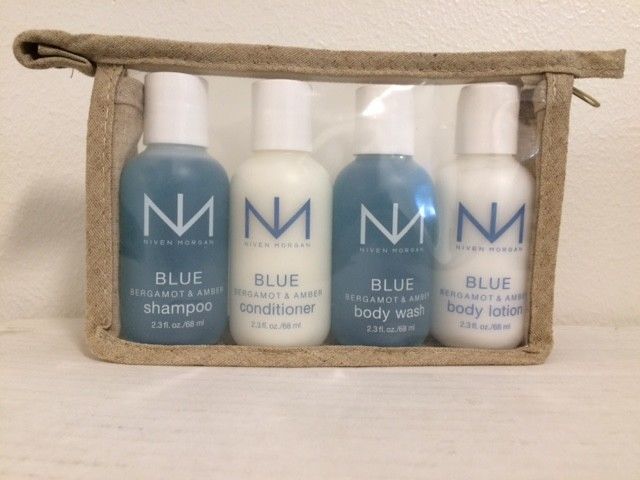 Niven Morgan Blue Travel Set 2.3 oz shampoo, conditioner, body wash, body lotion