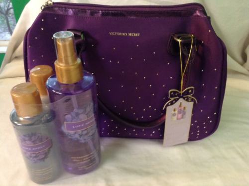 Victoria's Secret Love Spell 3 Pc Gift Set w/Sparkly Purple Tote Purse NWT