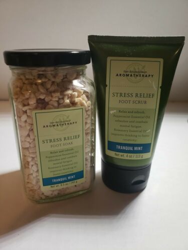 New Bath & Body Works Aromatherapy Stress Relief Foot Soak & Scrub Tranquil Mint