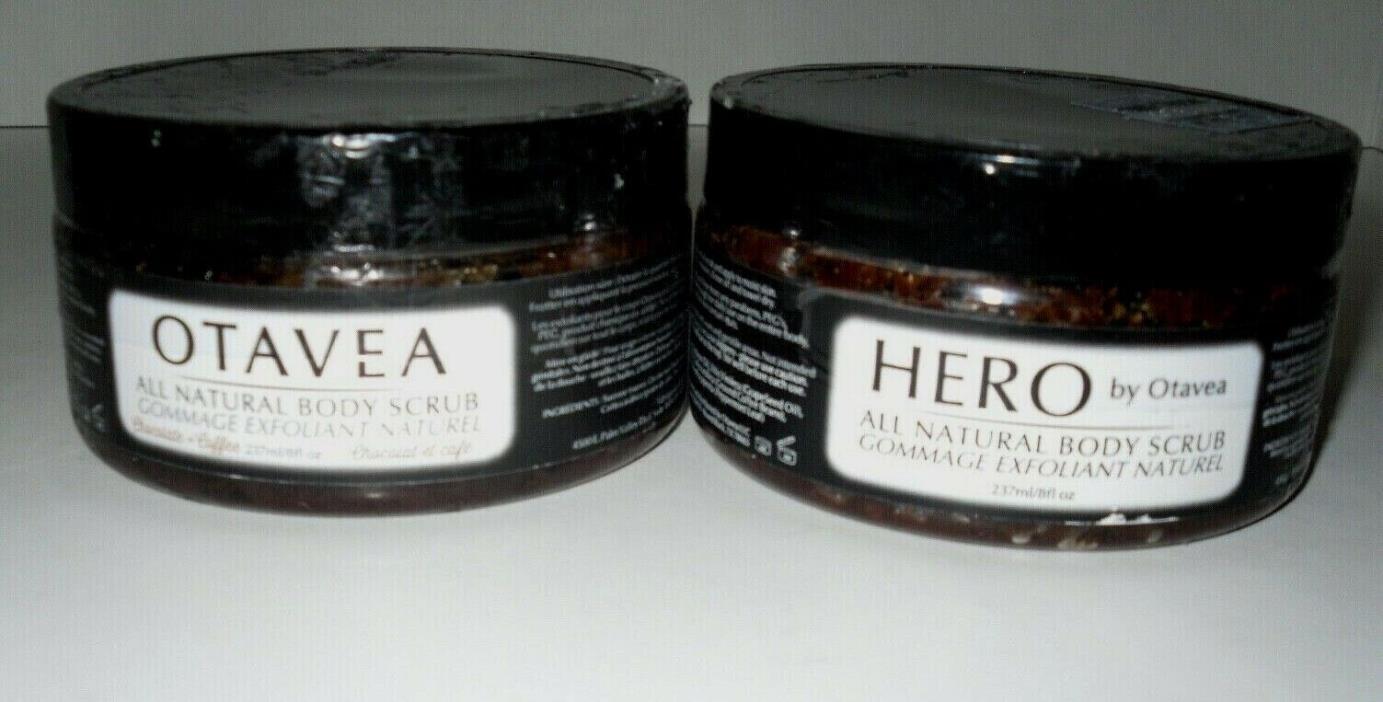 Otavea All Natural Body Scrubs 8oz, Nautral and Chocolate and Coffee Formulation