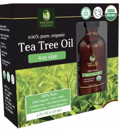 Paradise Springs 100% Pure Organic Tea Tree Oil - 4 Oz NEW IN BOX GMO free