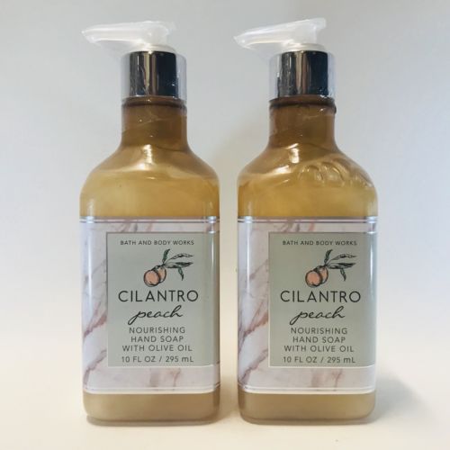 2 Bath & Body Works Cilantro Peach Nourishing Hand Soap W/ Olive Oil 10 fl.oz