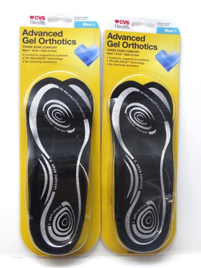 CVS Health Men's Advanced Gel Orthotics- Heel,Arch&Ball of Foot- 2 Pairs TOTAL