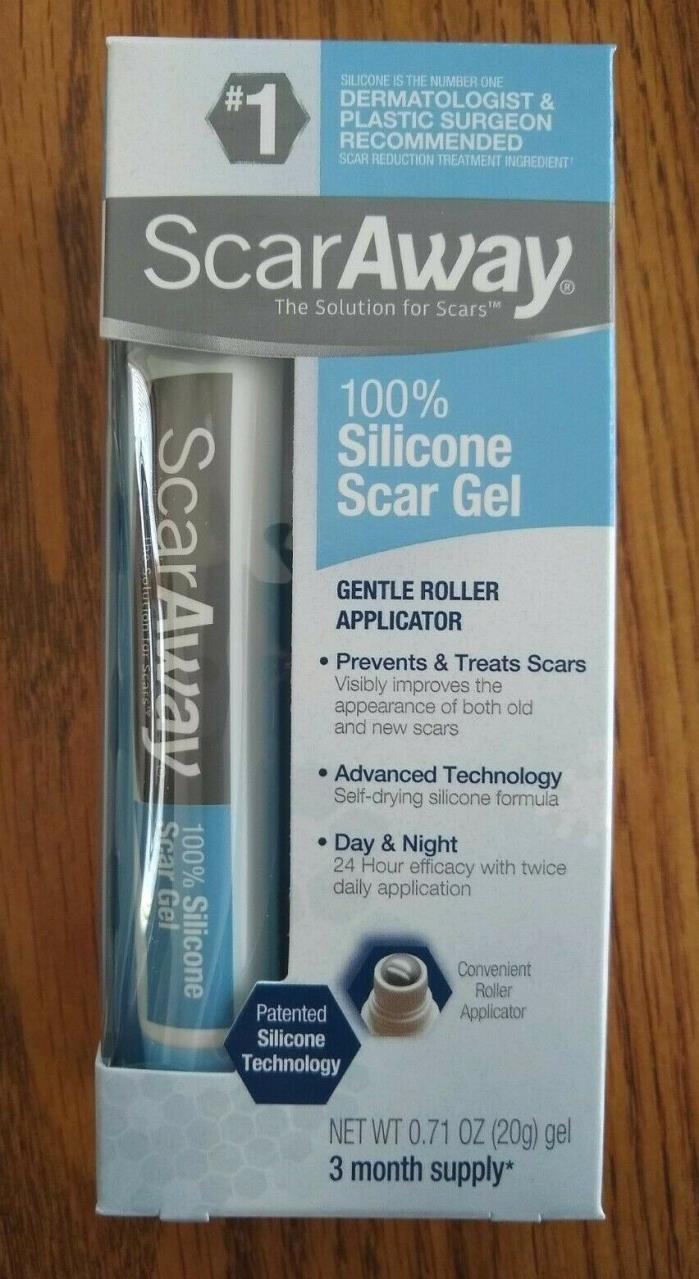 ScarAway 100% Silicone Scar Gel Roll Applicator 0.71 oz 3 Month Supply Exp 4/19