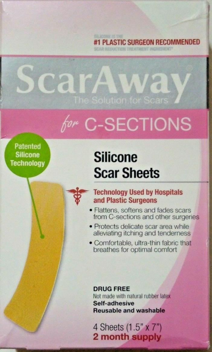 ScarAway C-Sections, Silicone Scar Treatment Strips, 4 sheets Ea, Exp 10/2020
