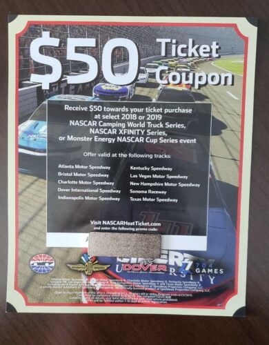 $50 Off NASCAR Ticket COUPON  2019 Vegas Texas Dover Sonoma & more