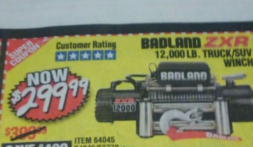 HARBOR FREIGHT TOOLS coupon .....12,000 lb. truck/suv Winch ....... Coupon Only