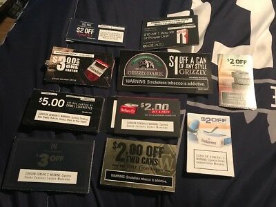25 different cigarette coupons +$175 Marlboro,Camel,L&M,Winston,Skoal,Copenhagen