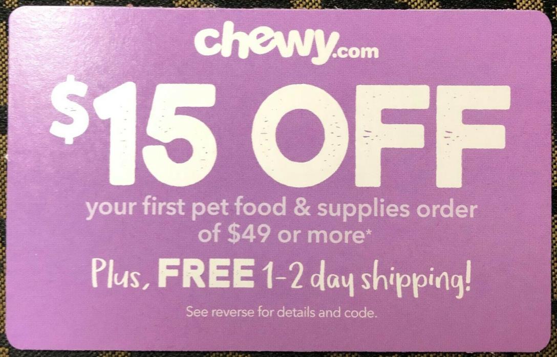 $15 Off CHEWY.com First Pet Food & Supplies Order of $49 or More + Shipping