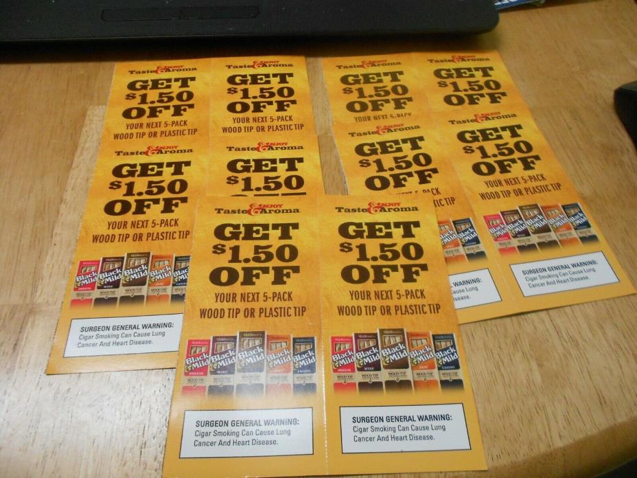 Black & Mild Cigar Coupons (10) save 1.50 off a 5-pack exp 5/1/2019