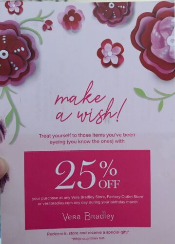 Vera Bradley coupon for 25% off entire purchase exp 03/31/2019