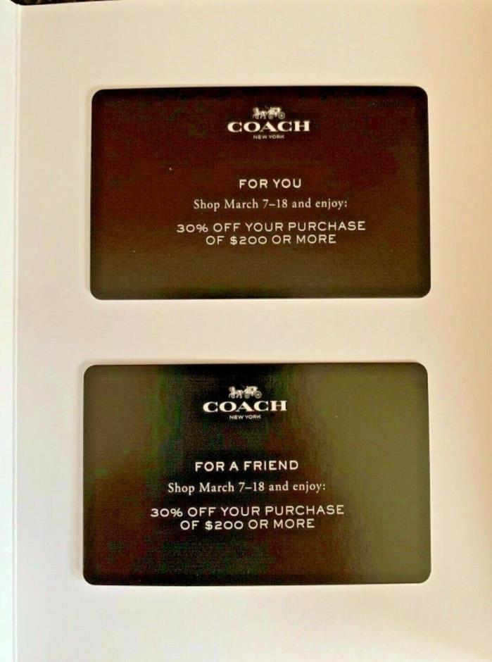2 Coach Coupon 30% Off $200 Or More March 7-18