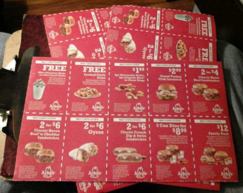 ARBY'S COUPONS  RESTAURANT   3  FULL SHEETS     ,ex 01/31/2018