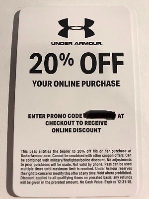RARE - Under Armour 20 percent discount coupon