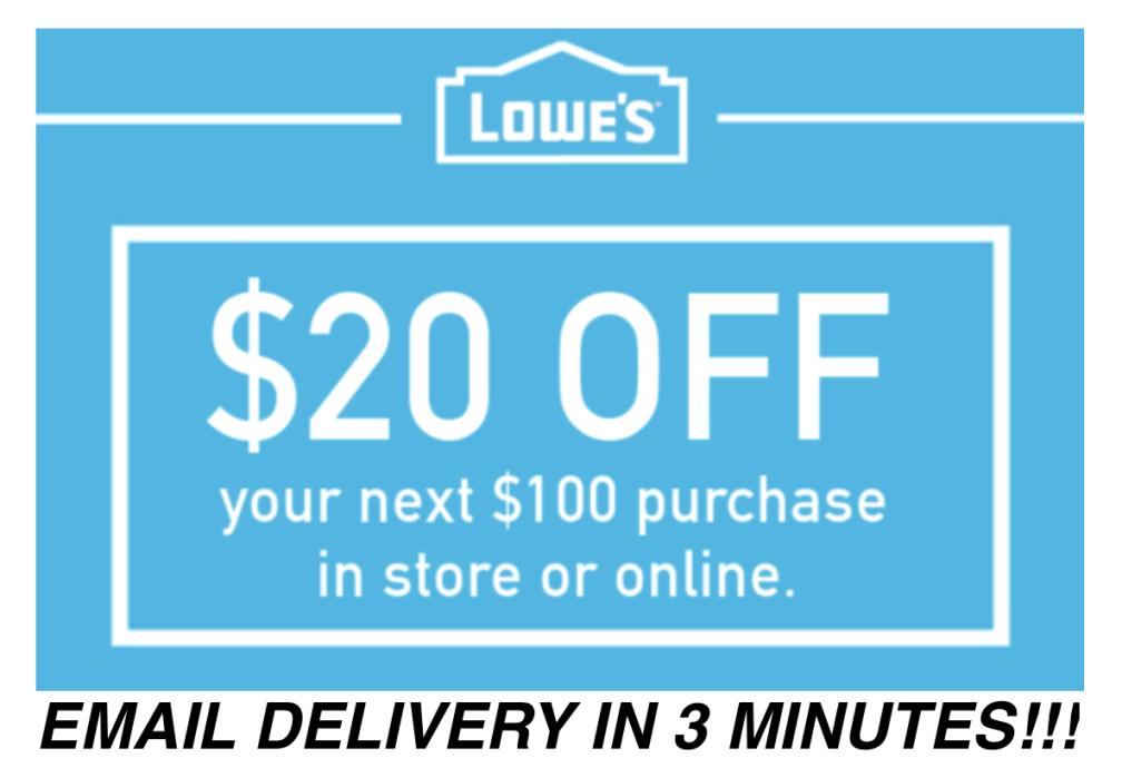 THREE 3x Lowes $20 OFF $100 Coupons Discount - In store/online - Fast Shipment