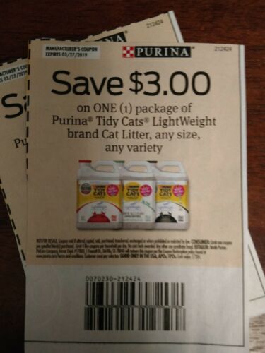 (2) $3 Off Purina Tidy Cats Light Weight Litter 3/27/2019