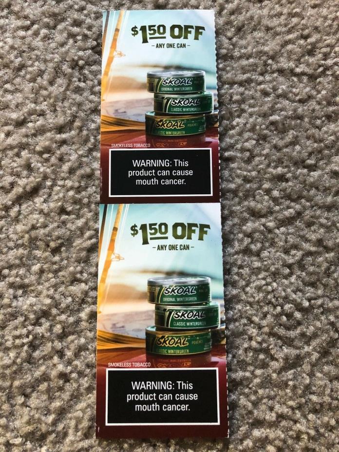 SKOAL COUPONS ($3 VALUE) ALL EXPIRE 3-31-2019