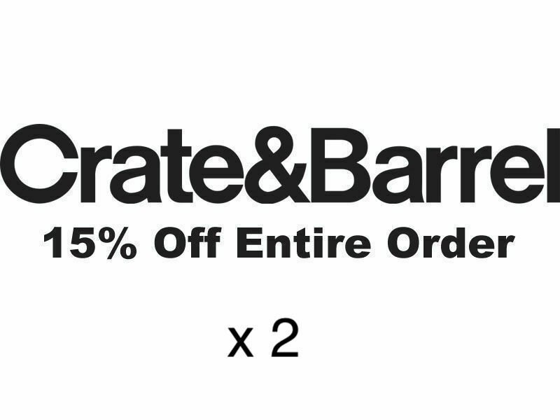 2 x Crate and Barrel 15% off coupons - exp. 05-31-19. Online or in-stores