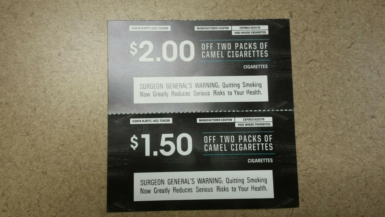 Camel Coupons (2) coupons $3.50