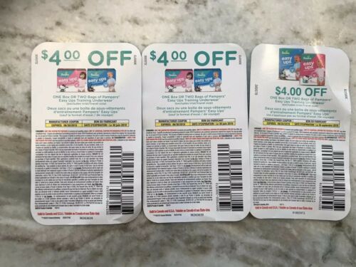 DIAPER COUPONS 3 Pampers Easy Ups Coupons - $12 Value Exp Jun & Sept