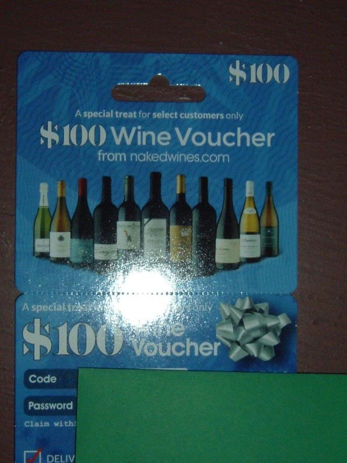 (2) $100 Wine Voucher from nakedwines.com  Gift Card Amazing Deal Free Ship!