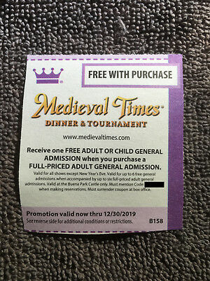Medieval Times Coupon valid through12/30/19