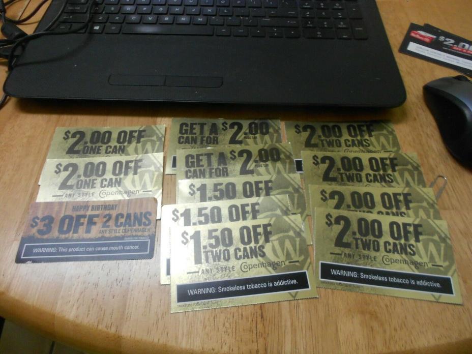 Copenhagen Smokeless Tobacco Coupons (12) save  cans