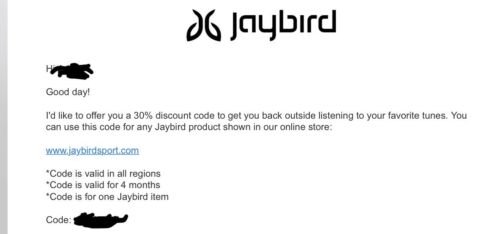 Jaybird 30% Off Discount Code