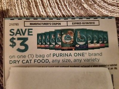 (3) $3 on one bag of Purina One dry cat food, any size