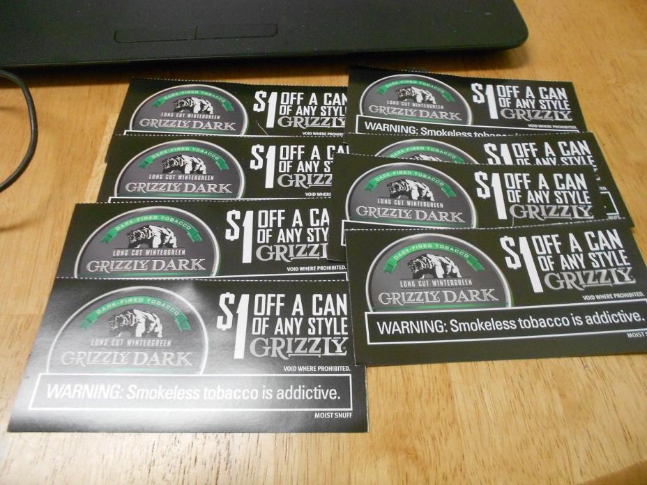 Grizzly Moist Snuff Coupons (8) save 1.00 off a can exp 2/28/2019