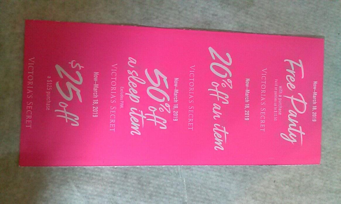 Victoria's Secret Coupons Panty w/ purchase 20% off an item $25 off $125 March18