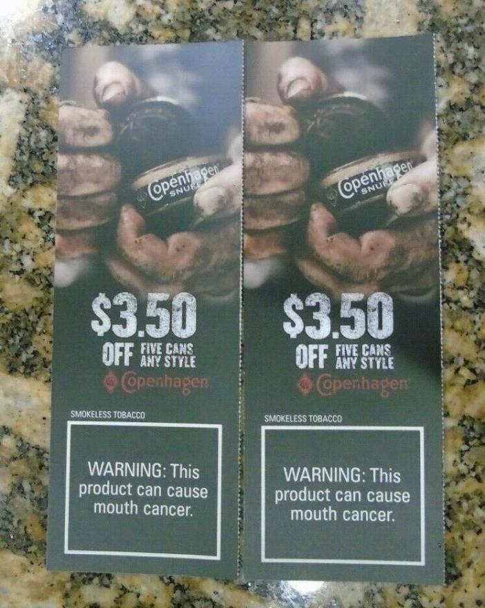 COPENHAGEN COUPONS TWO (2) $3.50 OFF FIVE CANS Expires 4/06/19